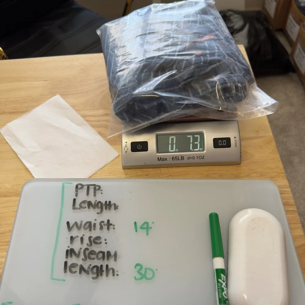 Pilcro Anthropologie Women Midi Skirt 6 Blue Striped Ruched Pull On Side Slit - Picture 10 of 10